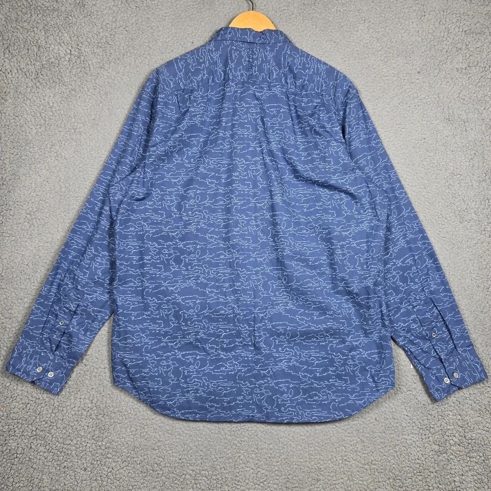 Banana Republic Shirt Mens Size XL Blue Cloud All Over Print Slim Fit Custom 078